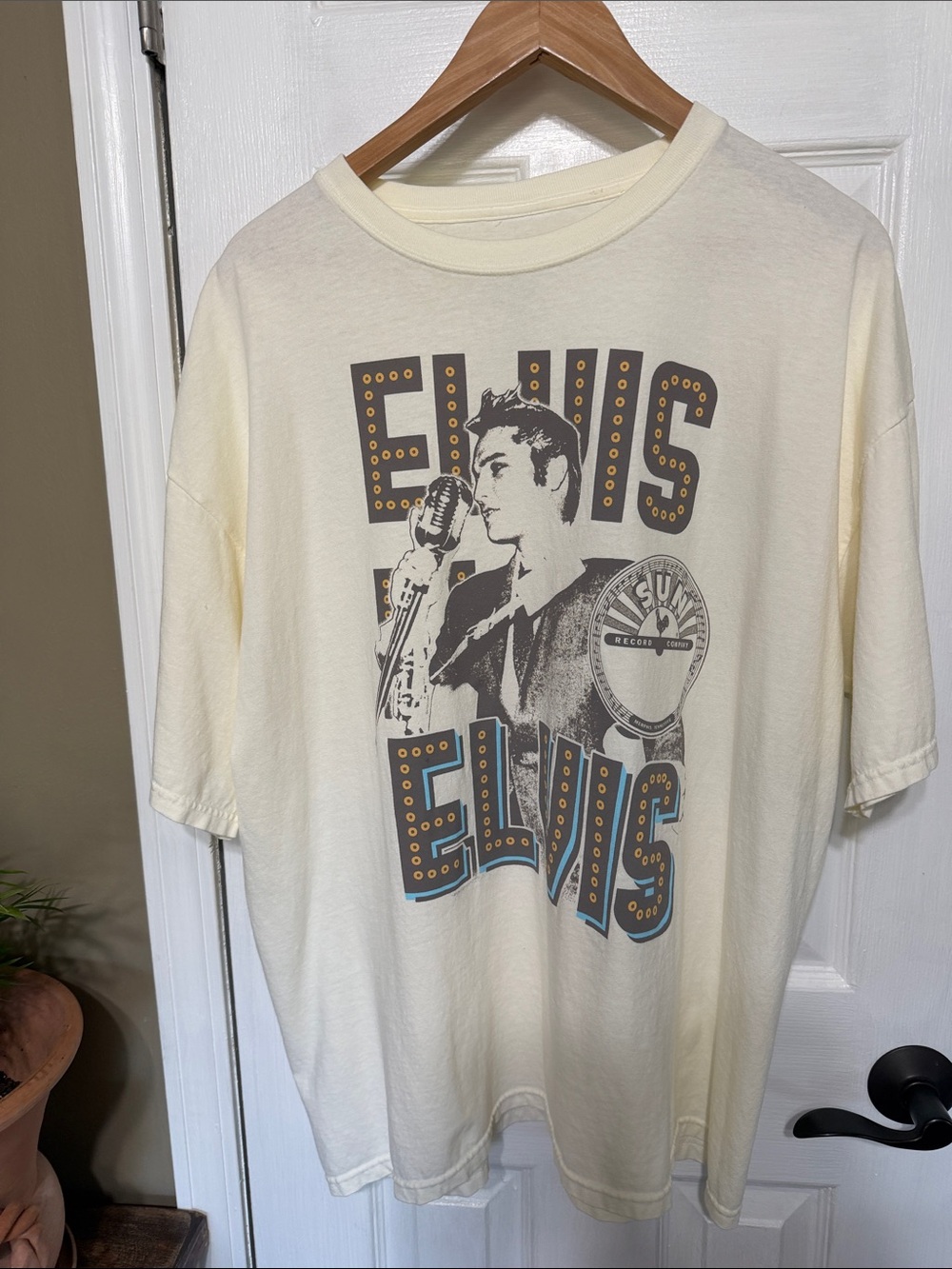 Recycled Karma Cream Elvis Graphic Short Sleeve Tee